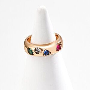 🌈 Artisan Original Design Multi-Gemstone Gypsy Set Dome Ring | Adjustable S925